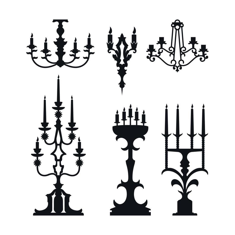 juego de velas y candelabros vector