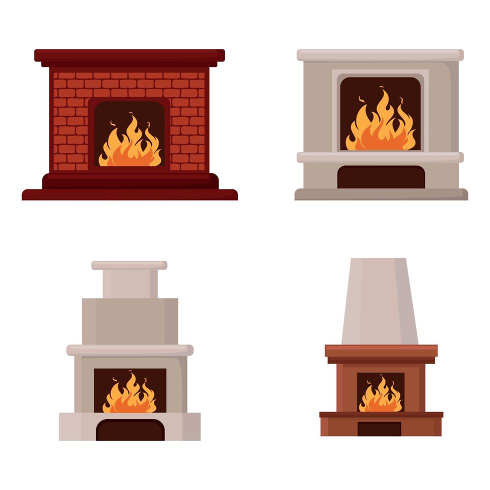 Set of Fireplaces vector