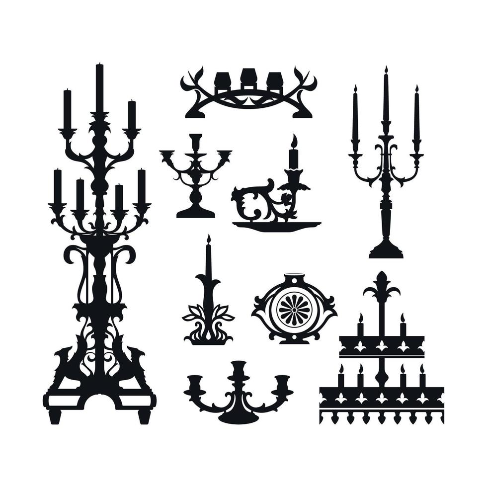 juego de velas y candelabros vector