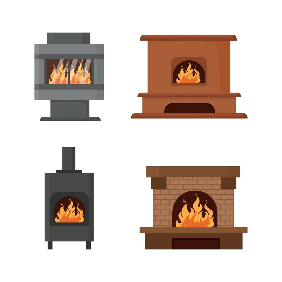 Set of Fireplaces vector