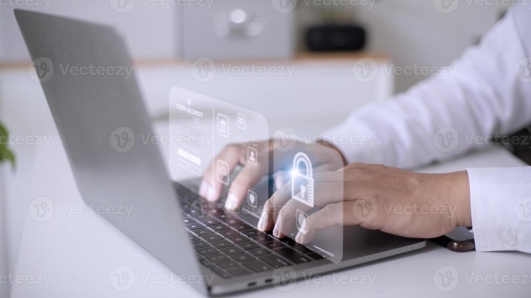 Concept of cyber security, information security and encryption, secure access to user's personal information, secure Internet access, cybersecurity. photo