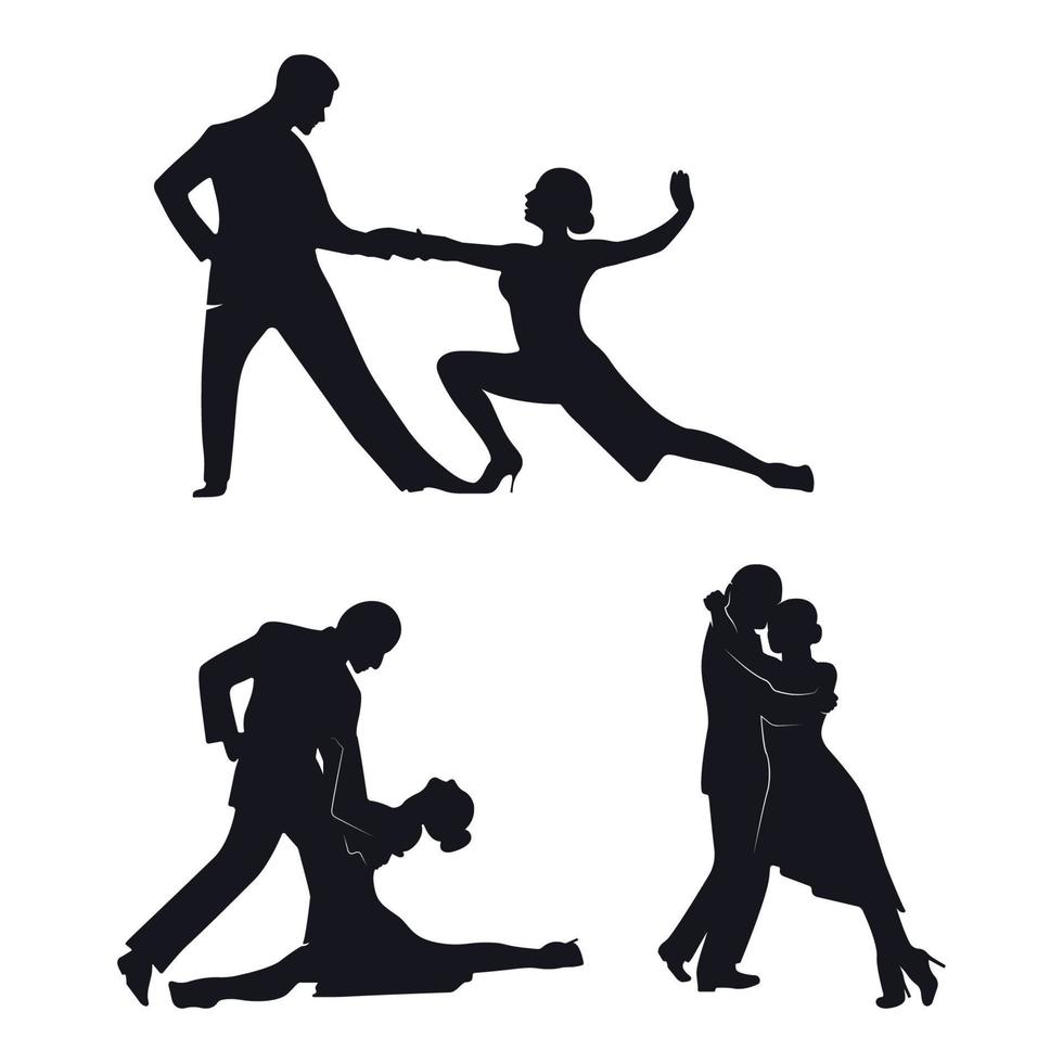 Tango Dancers Silhouettes Set vector