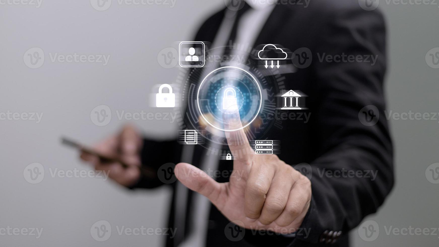 Cyber Protection Data Security Internet Privacy Internet technology concept on virtual screen. photo
