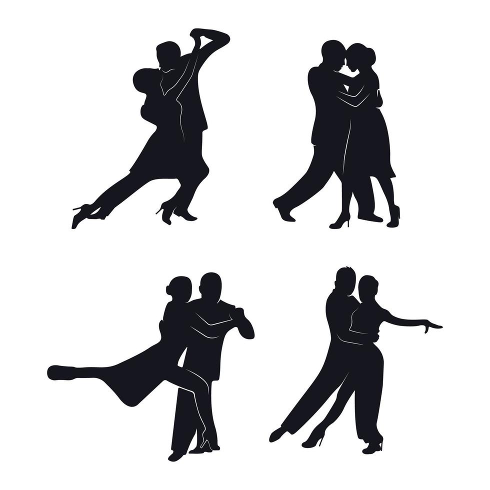 Tango Dancers Silhouettes Set vector
