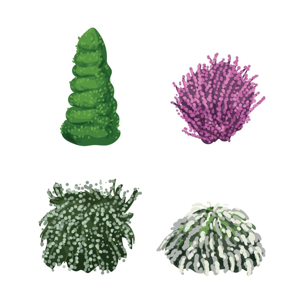 Set of Detailed Bushes vector