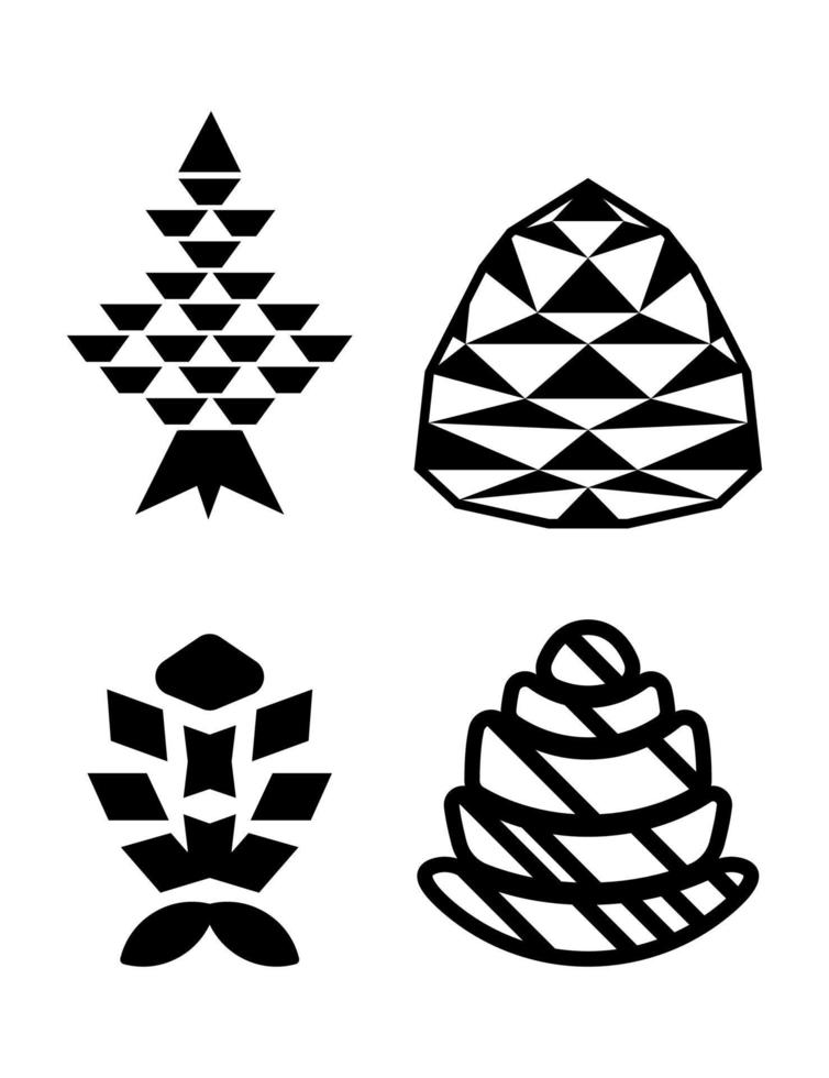 Set of Black And White Pine Cones Icons vector