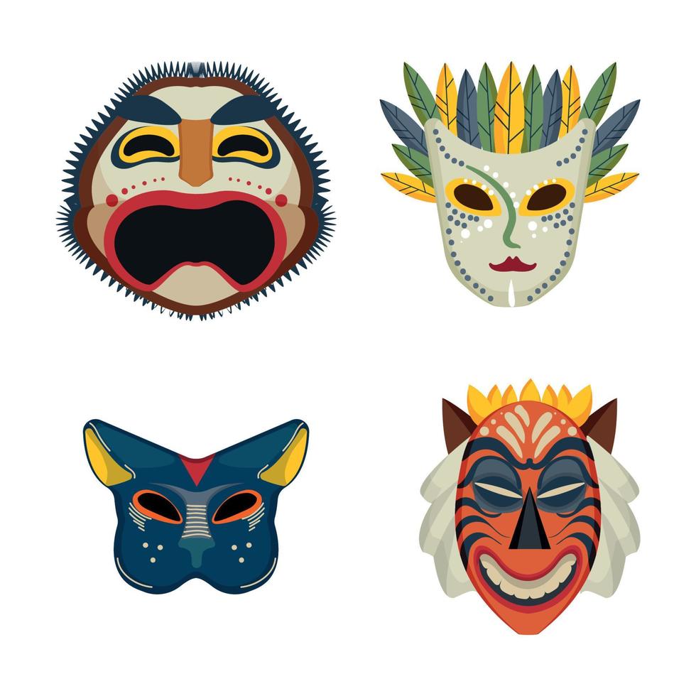 conjunto de máscaras de carnaval vector
