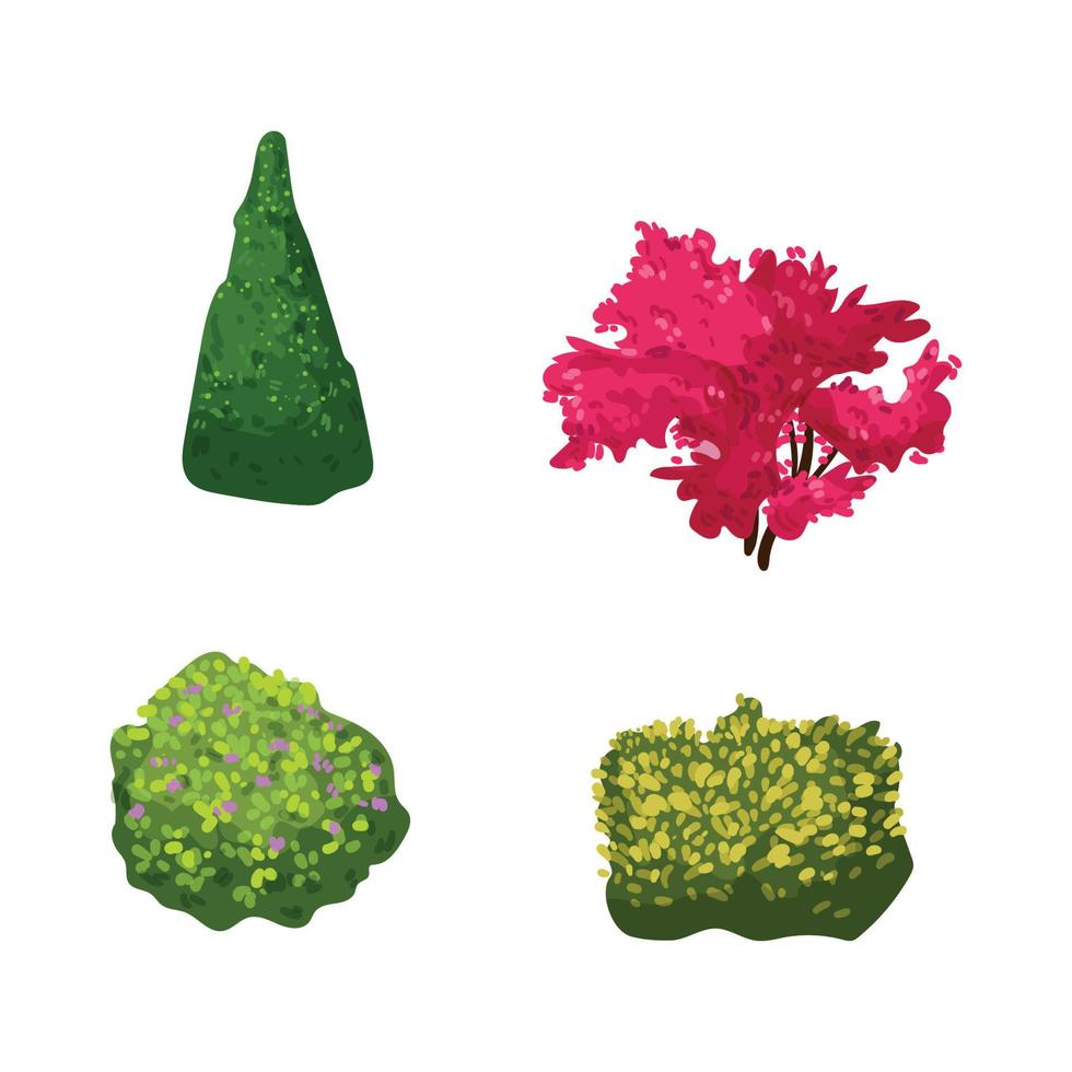 Set of Detailed Bushes vector