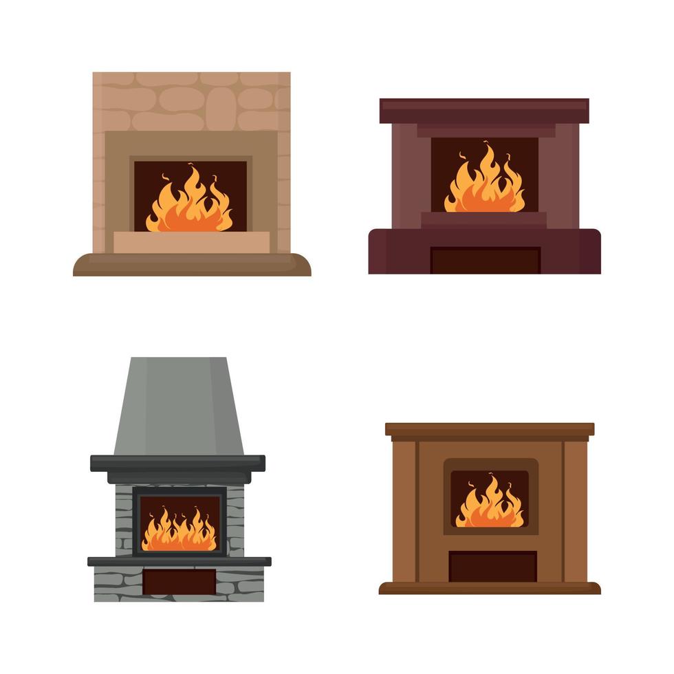Set of Fireplaces vector