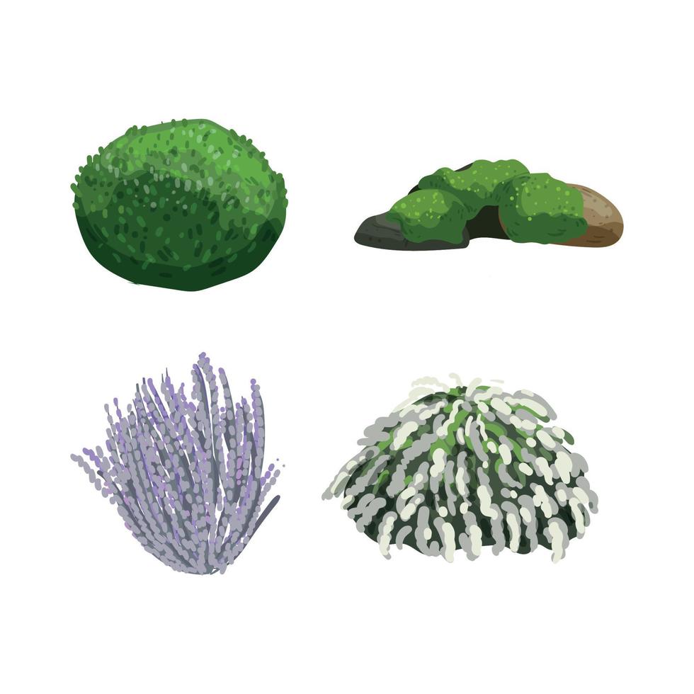 Set of Detailed Bushes vector