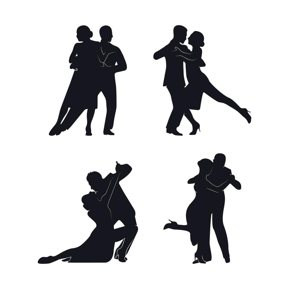 conjunto de siluetas de bailarines de tango vector