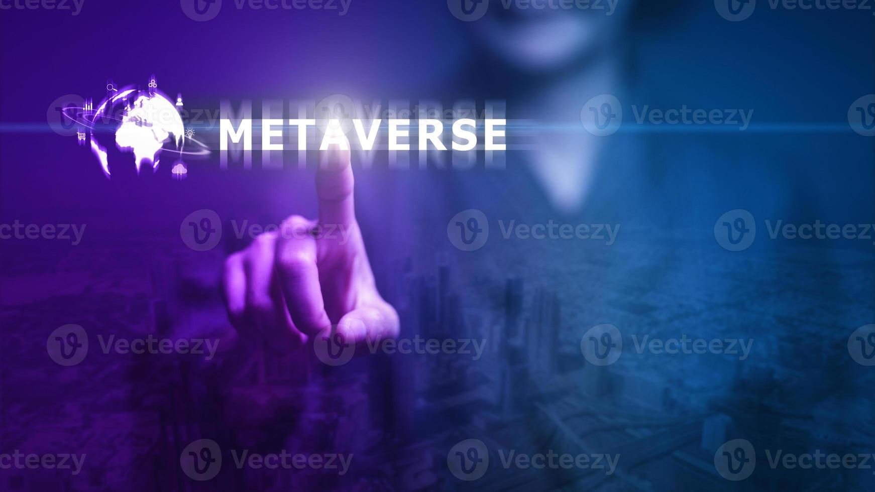 Metaverse Virtual Technology. Worldwide Business. Megatrends on Internet for Telecommunication, Finance, and Internet of Things photo