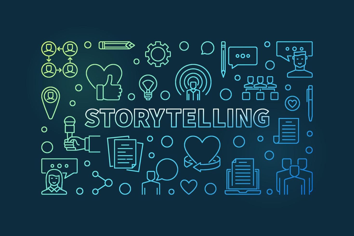 Vector Storytelling concept colorful outline horizontal banner