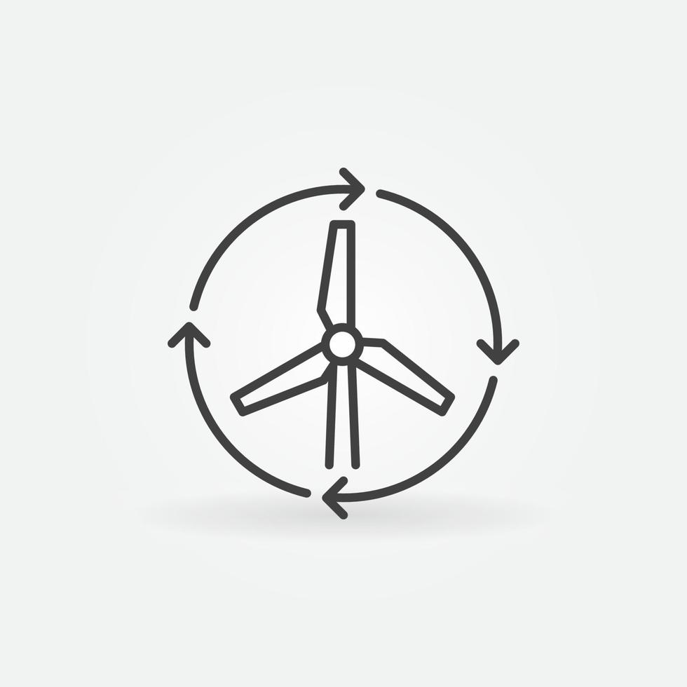 Wind Turbine with Arrows line icon. Wind Energy symbol vector