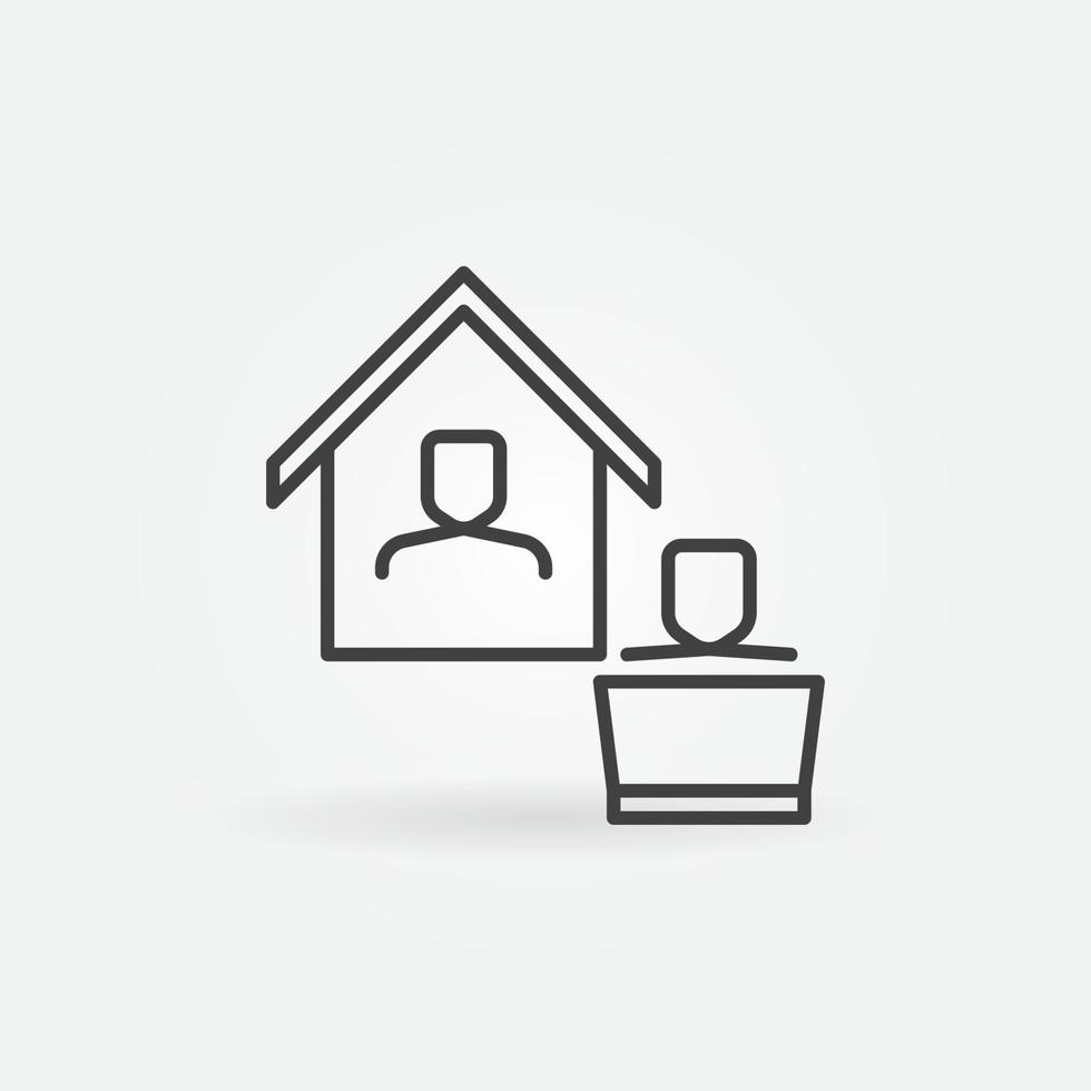 Working from Home outline vector concept minimal icon