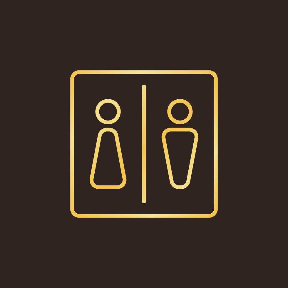 WC or Toilet vector concept golden outline icon