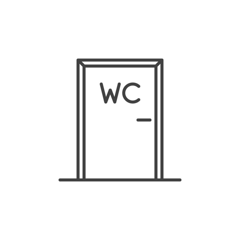 WC or Toilet door vector outline icon or design element