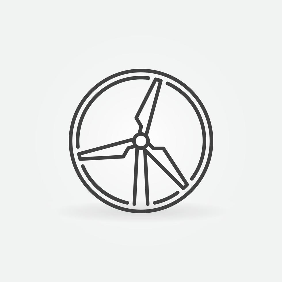 Wind Turbine round thin line concept icon vector