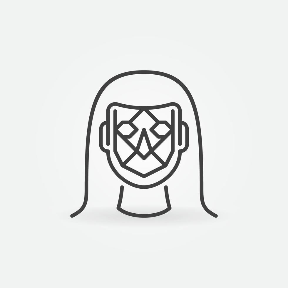 Woman Face Detection vector thin line concept icon