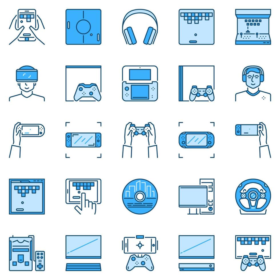 juego de iconos creativos de videojuegos - consola de juegos, signos de gamepads vector