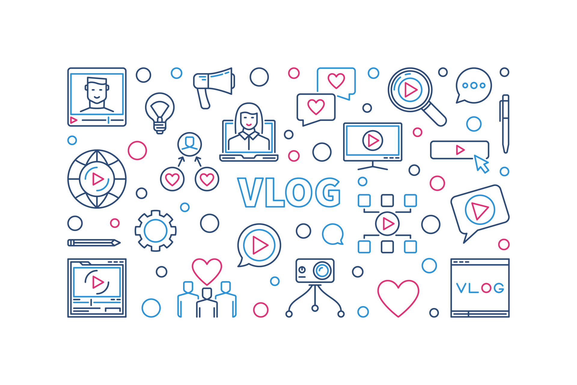 Vlog Vector Concept Creative Thin Line Horizontal Illustration 13066261 Vlog Vector Concept Creative Thin Line Horizontal Illustration 13066261