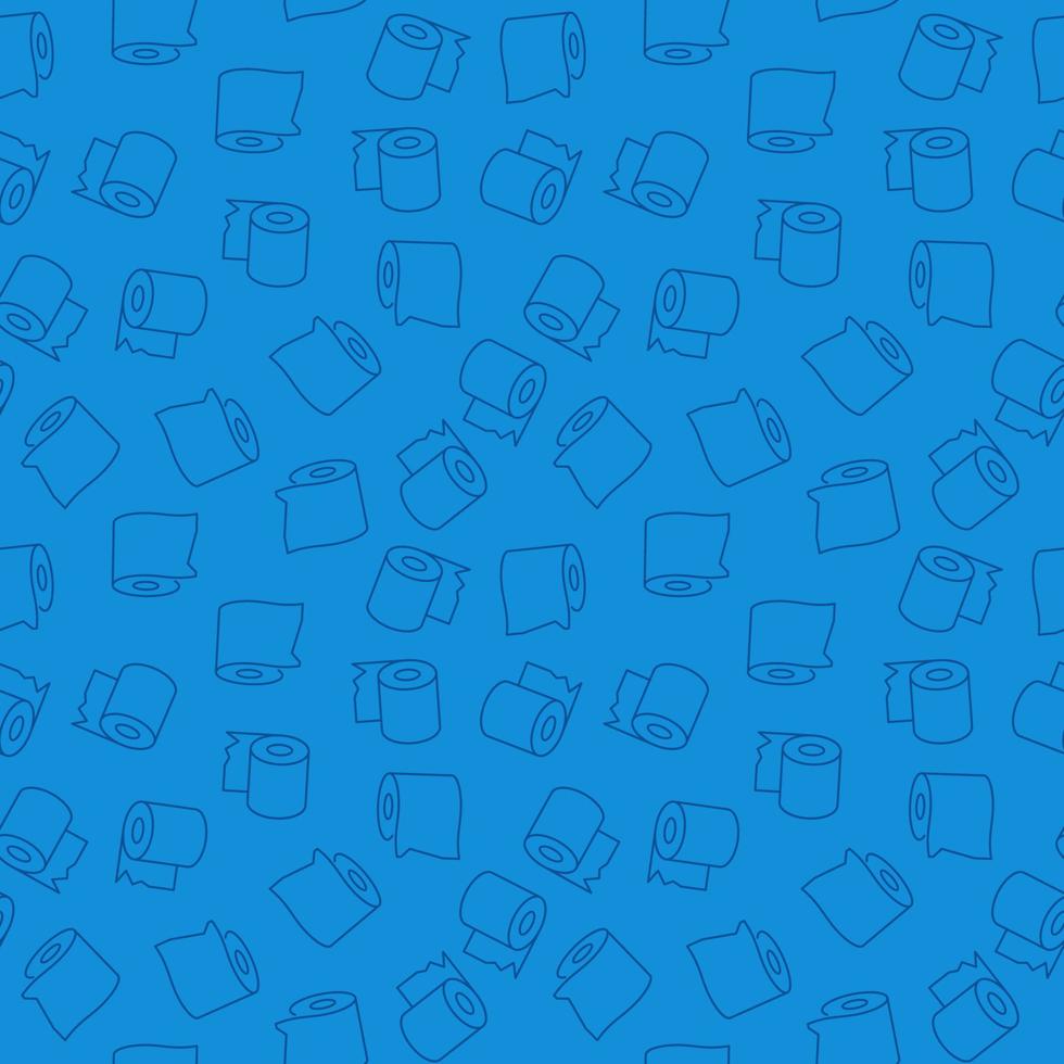 Vector Toilet Paper blue seamless pattern in outline style