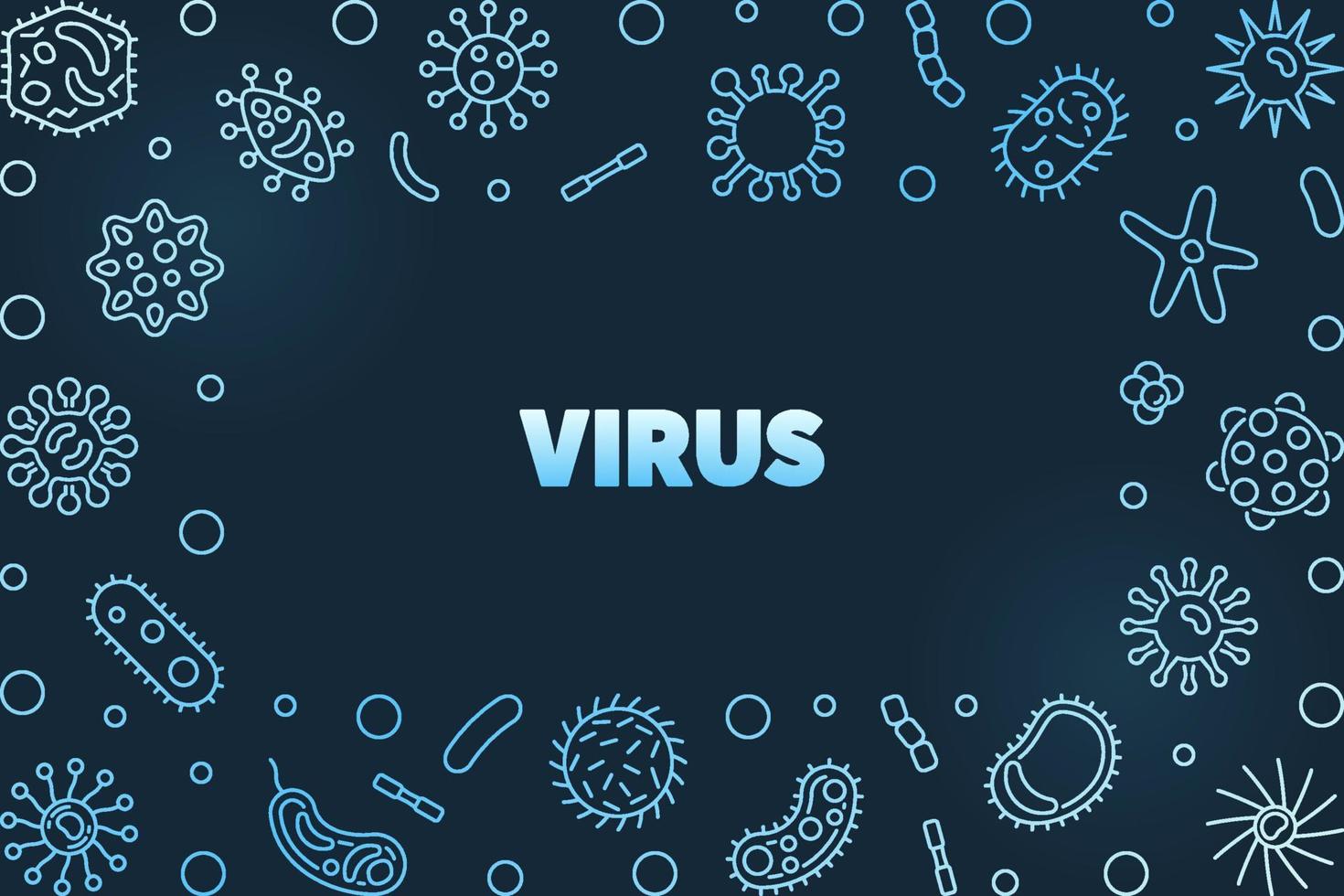 concepto de virus vectorial ilustración o marco de contorno azul vector