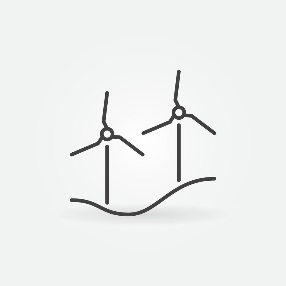 Wind Turbines outline vector concept icon or sign