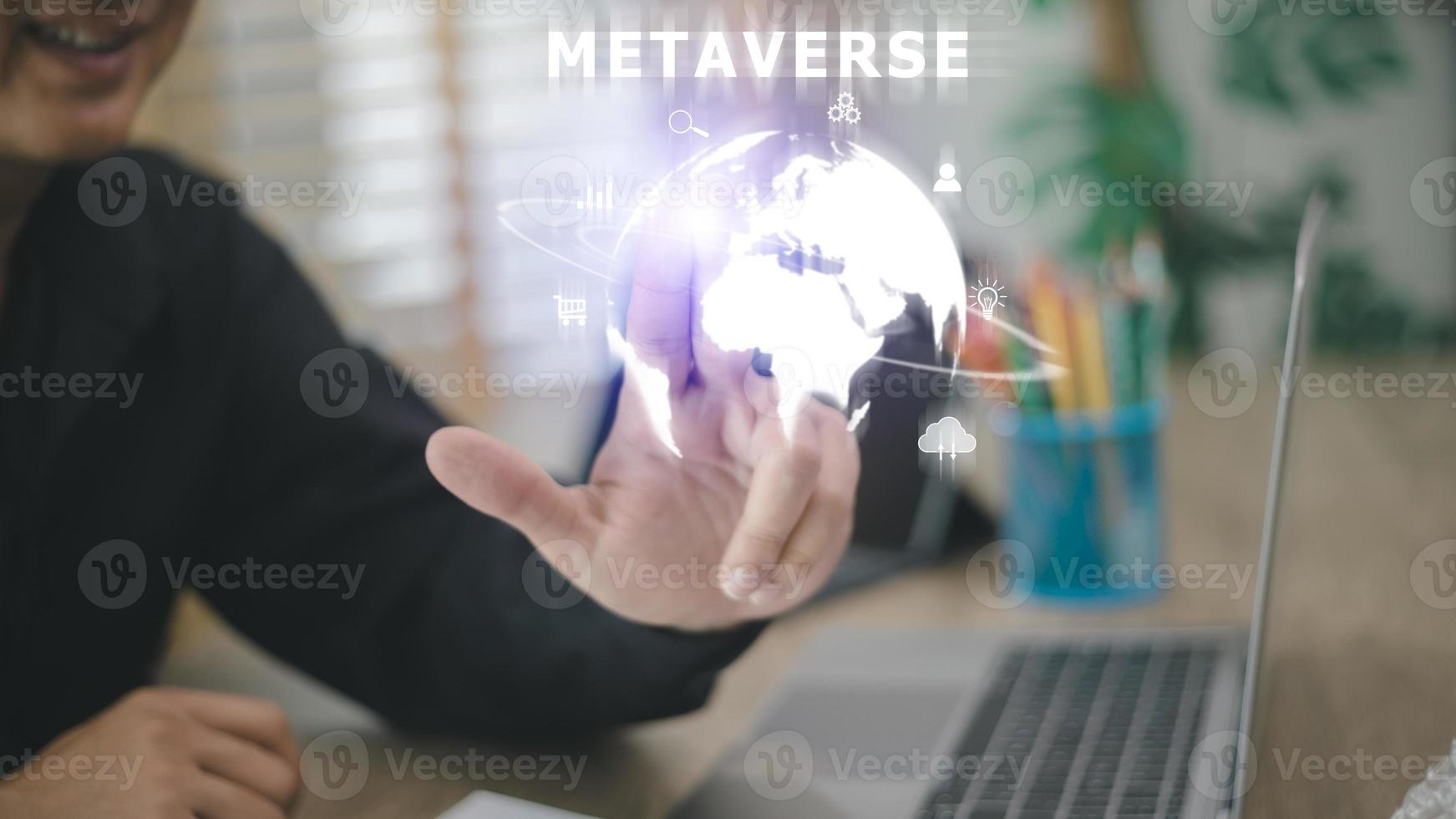 Metaverse virtual technology. worldwide business. megatrends on internet for telecommunication, finance, and internet of things photo