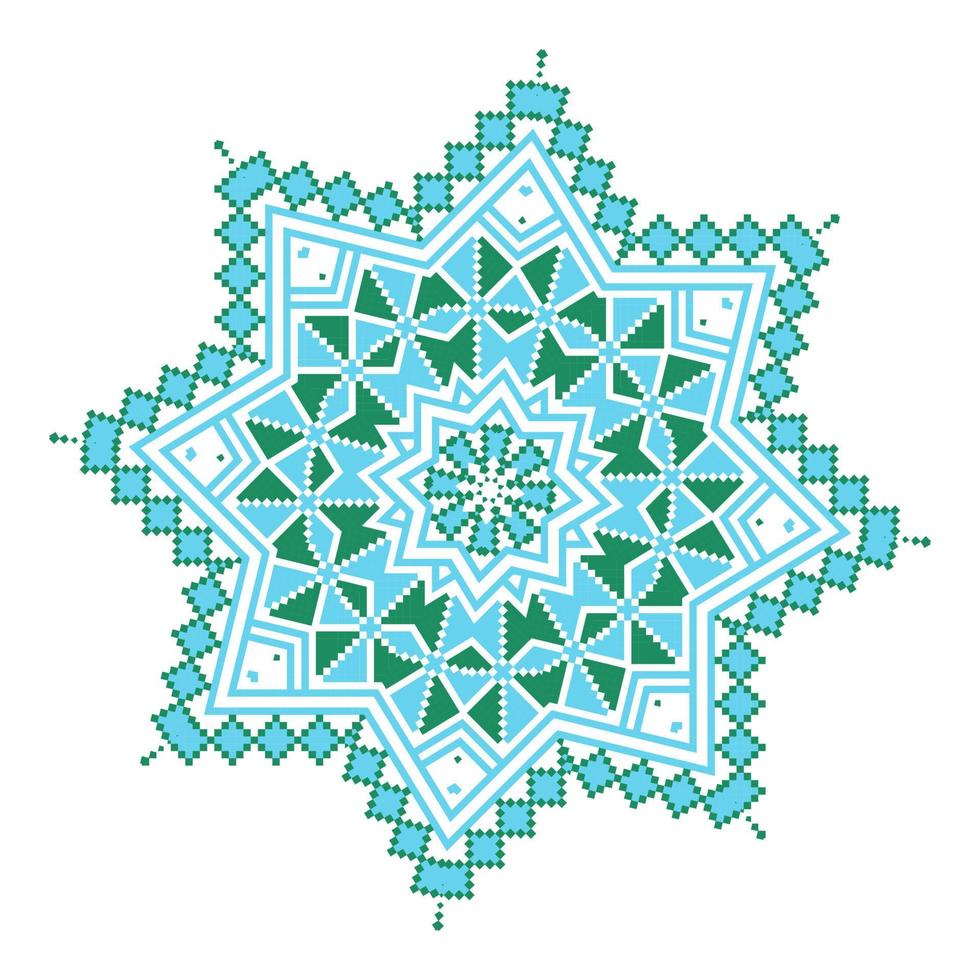 ornamento étnico mandala patrones geométricos en colores azul y verde vector