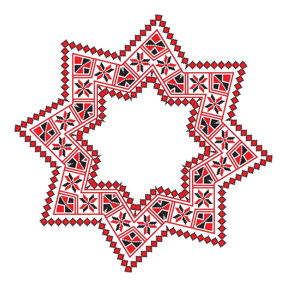 Ethnic ornament mandala geometric patterns in red color vector