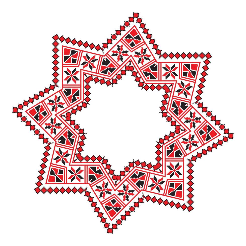 Ethnic ornament mandala geometric patterns in red color vector