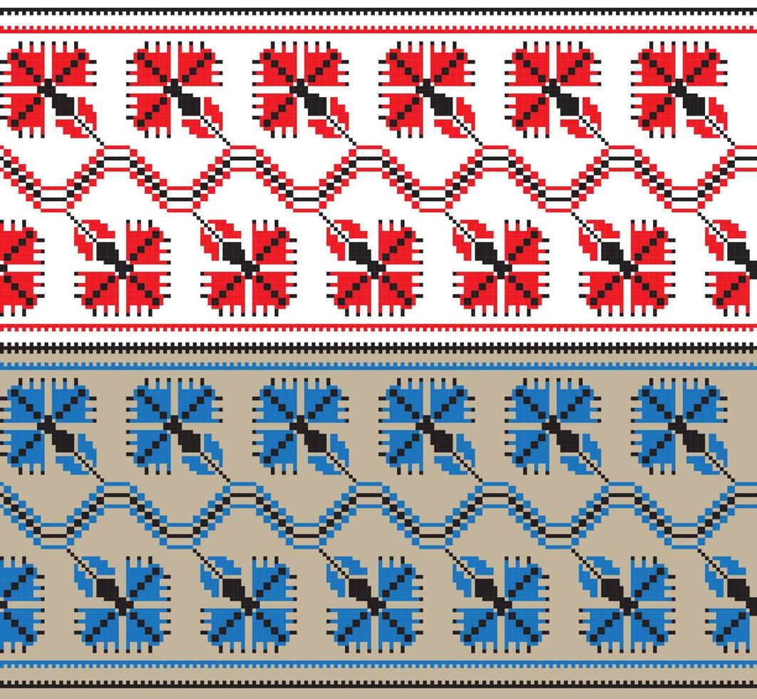 Set of Ethnic floral geometric pattern ornament in different colors. Vector illustration