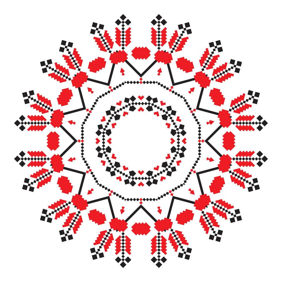 Ethnic ornament mandala geometric patterns in red color vector