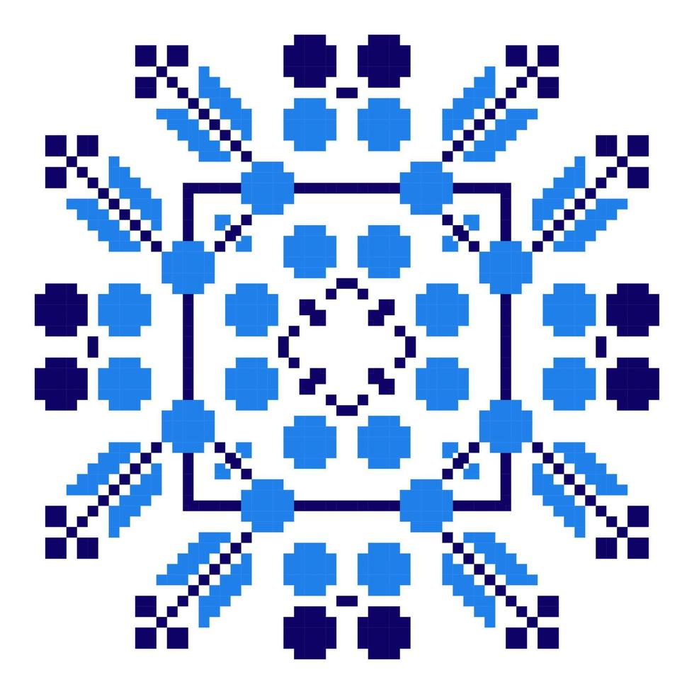 Ethnic ornament mandala geometric patterns in blue color vector