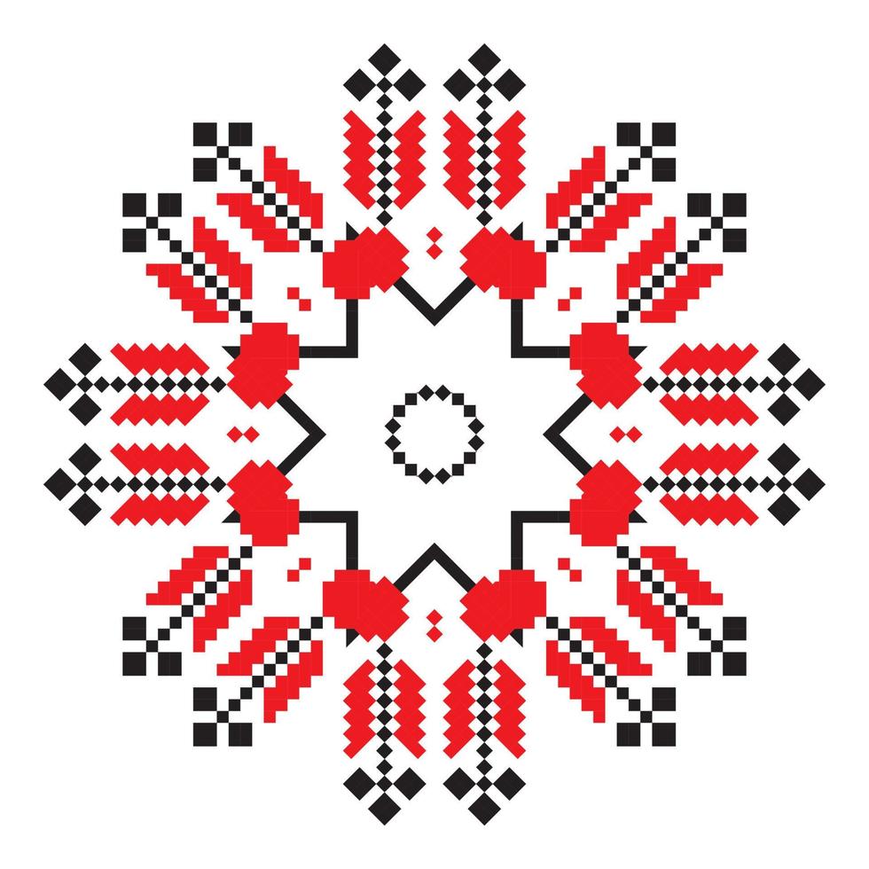 Ethnic ornament mandala geometric patterns in red color vector