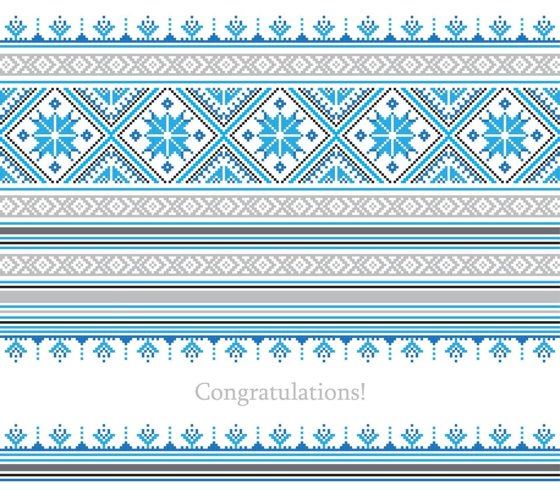 Greeting card with ethnic ornament pattern in different colors vector