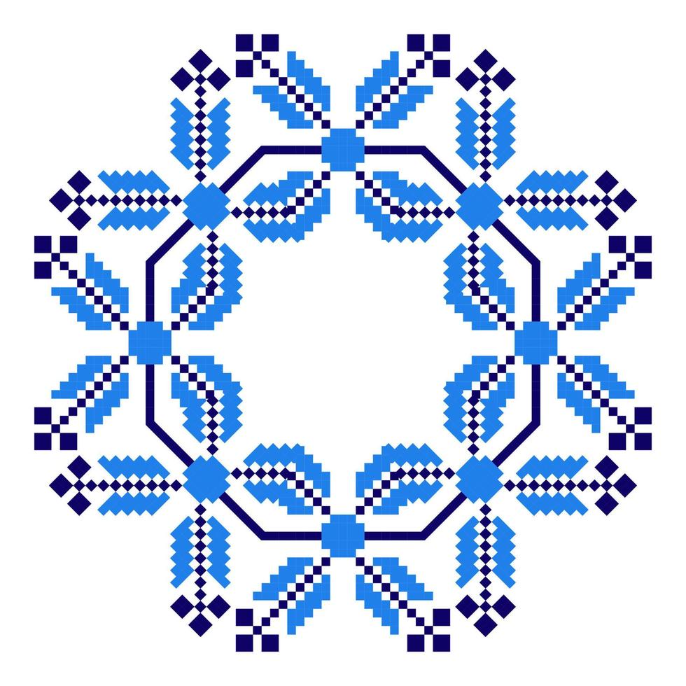Ethnic ornament mandala geometric patterns in blue color vector