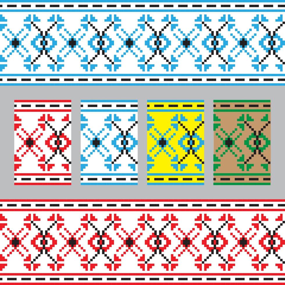 Set of Ethnic ornament pattern in different colors. Vector illustration