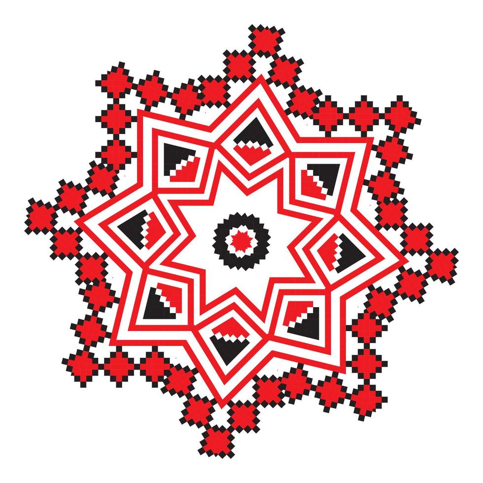 ornamento étnico mandala patrones geométricos en color rojo vector