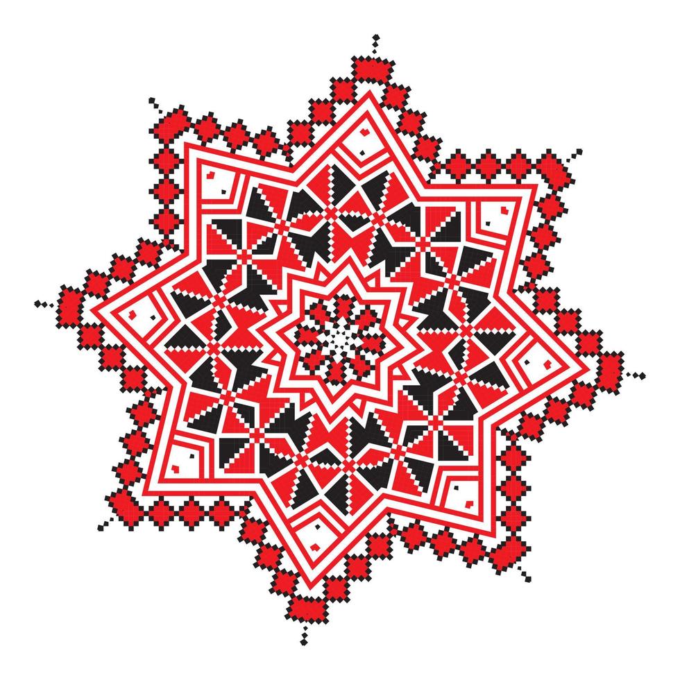 Ethnic ornament mandala geometric patterns in red color vector