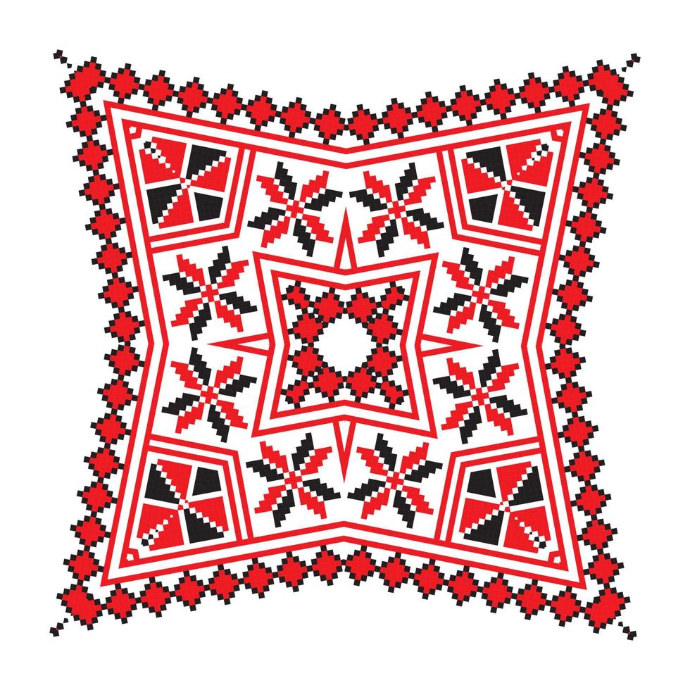 Ethnic ornament mandala geometric patterns in red color vector
