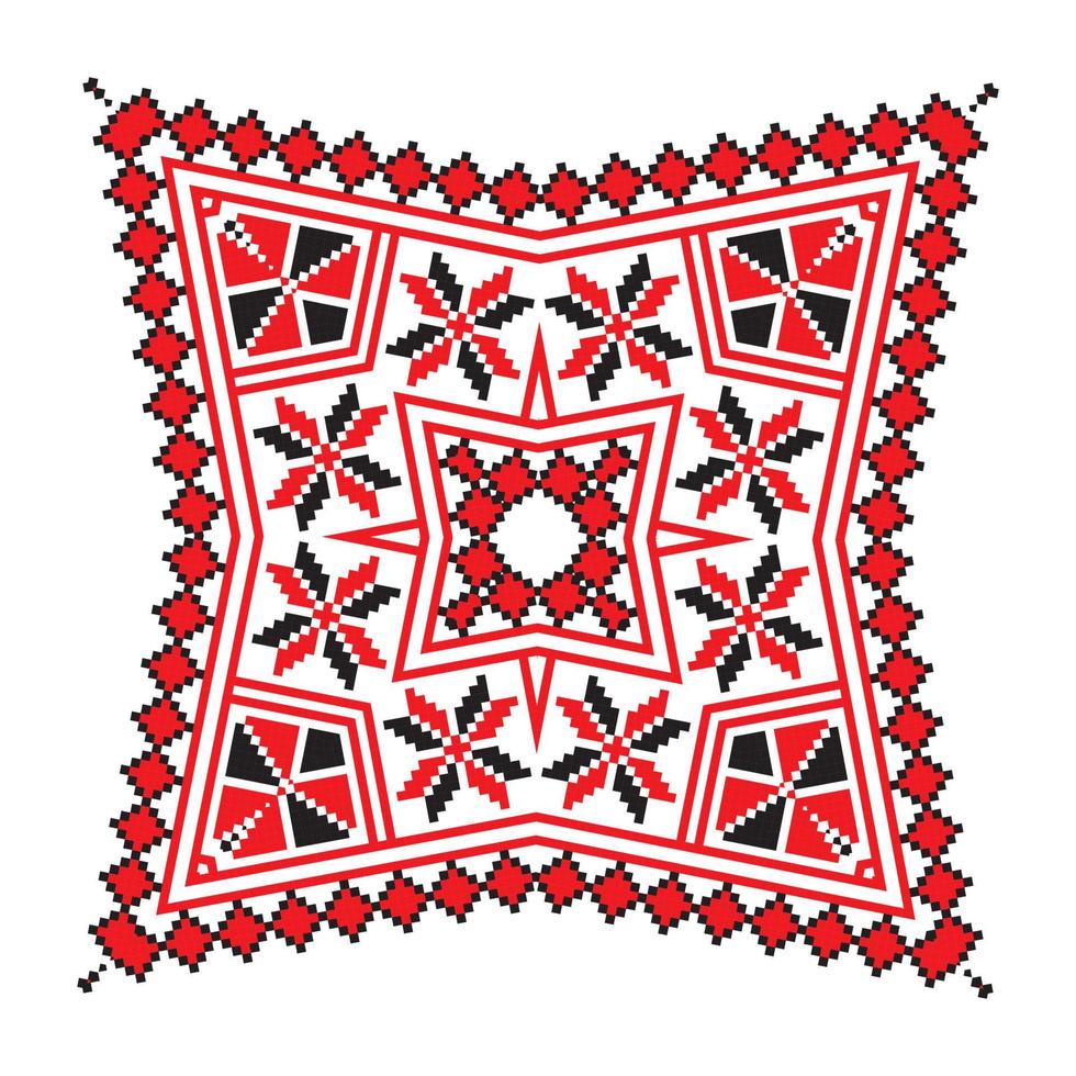 Ethnic ornament mandala geometric patterns in red color vector