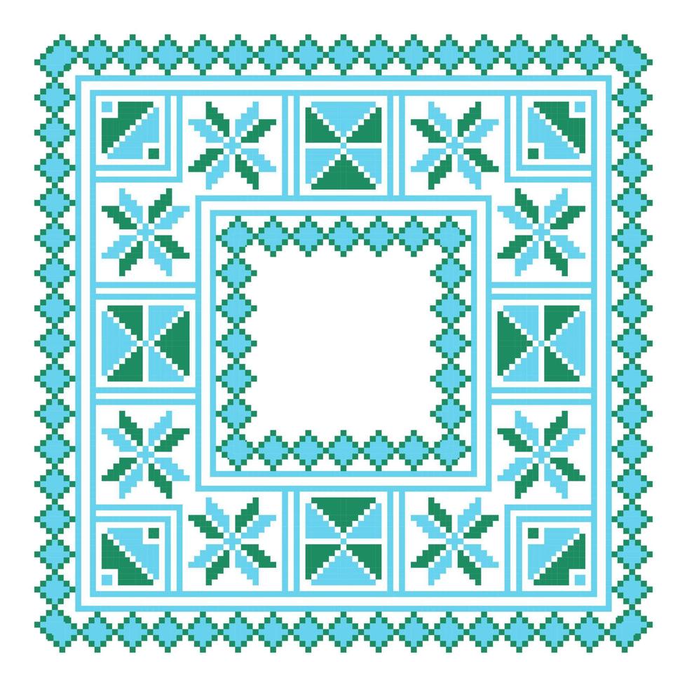 ornamento étnico mandala patrones geométricos en colores azul y verde vector
