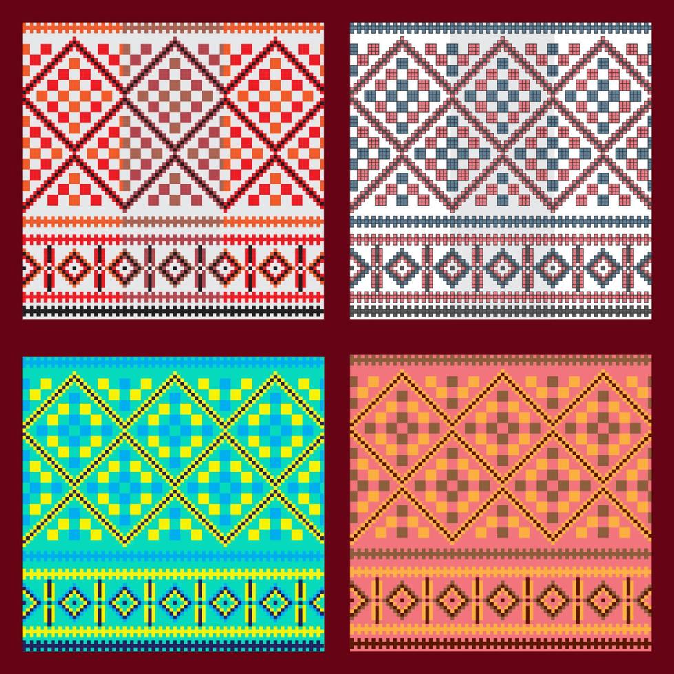 Set of Ethnic ornament pattern in different colors. Vector illustration