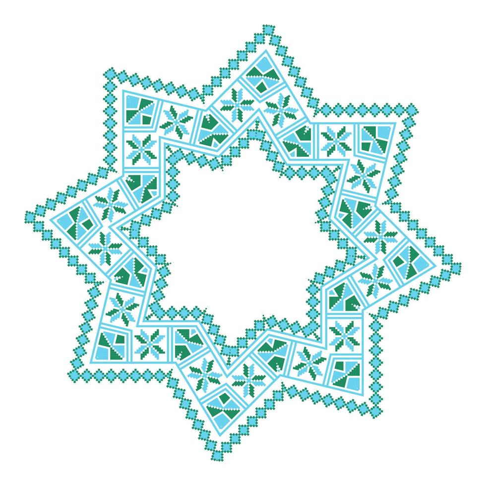 Ethnic ornament mandala geometric patterns in blue and green colors vector