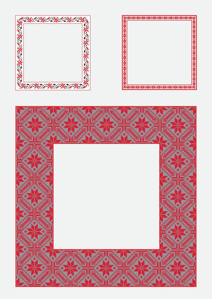 Set square frame ornamental ethnic. Vector illustration