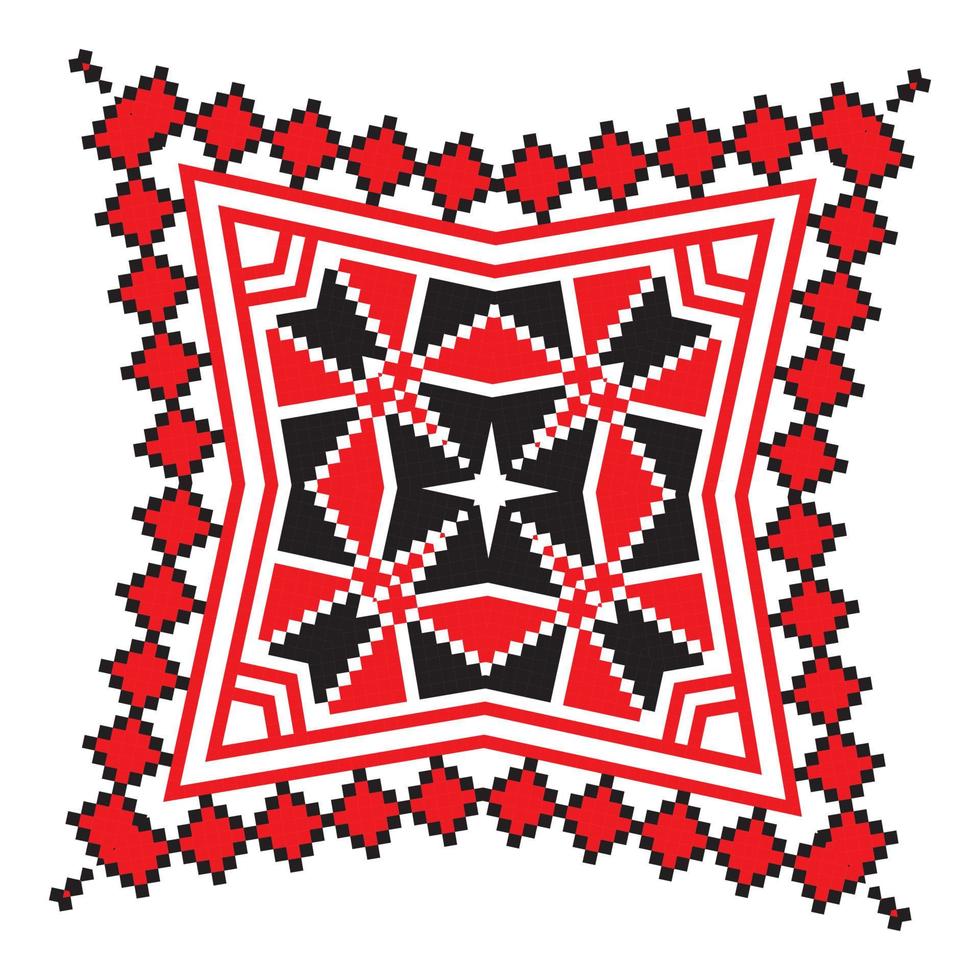 Ethnic ornament mandala geometric patterns in red color vector
