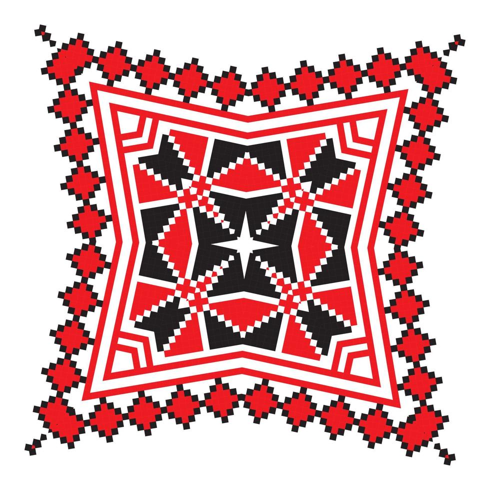 Ethnic ornament mandala geometric patterns in red color vector