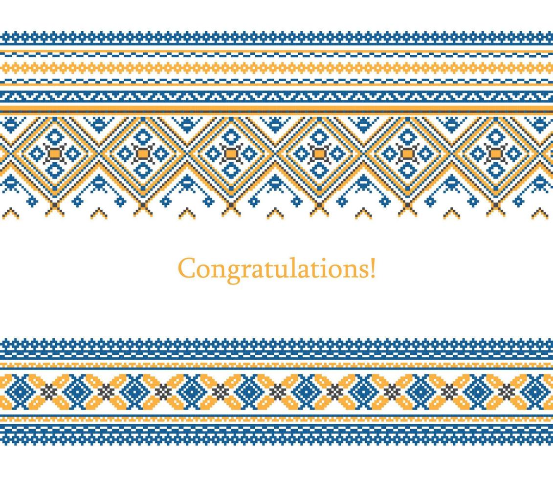 Greeting card with ethnic ornament pattern in different colors vector